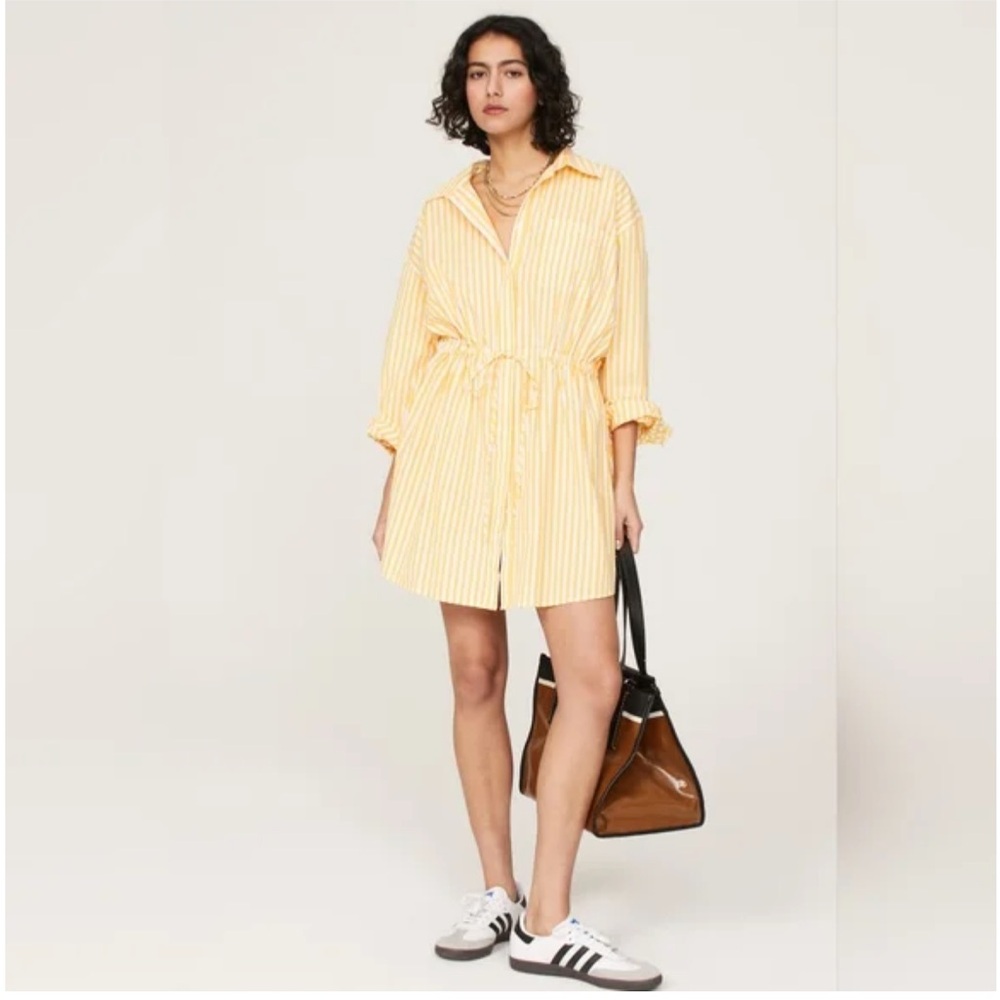 Pistols Denim Layla Yellow Shirt Dress Striped Shirt Dress